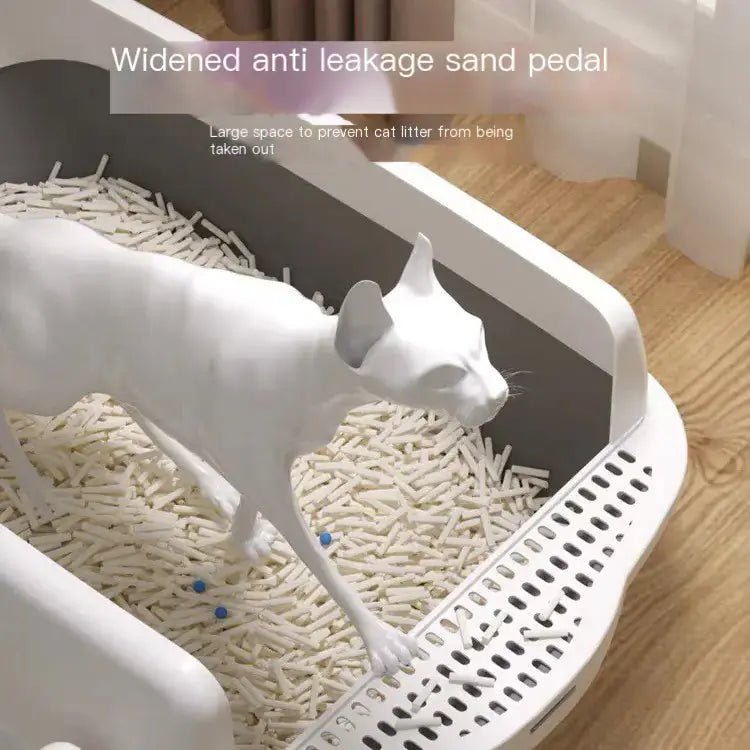 Large Semi-Enclosed Cat Litter Box with Removable Parts | Easy Clean