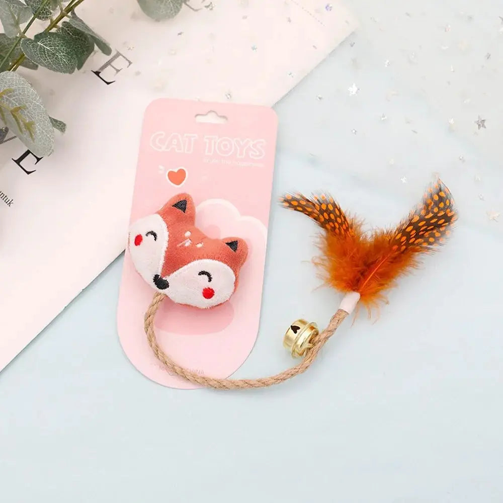 Funny Cat Toy with Feather, Bell, and Hemp Rope | Interactive Cat Play