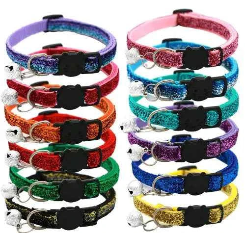 Adjustable Colour Cat Collar with Bell - Stylish & Safe