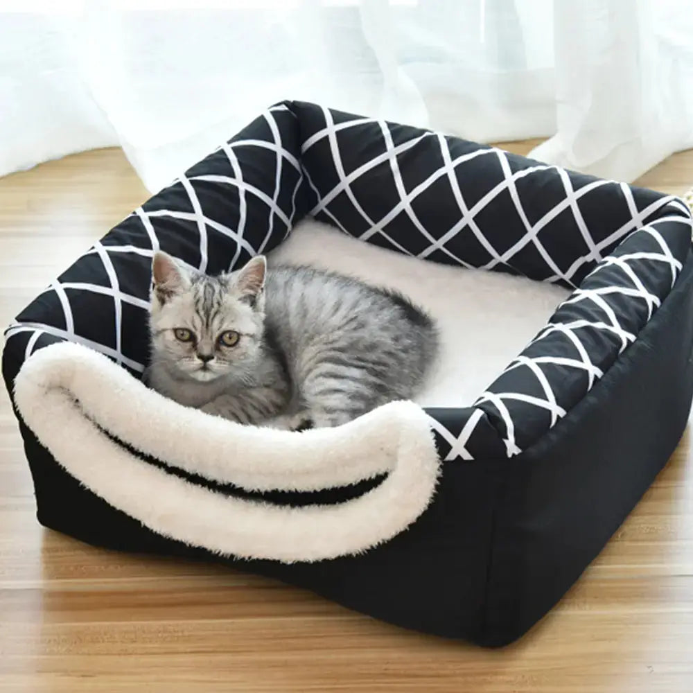 Pet Dog and Cat Bed Villa - Dual Use Space Capsule Fluffy Friends