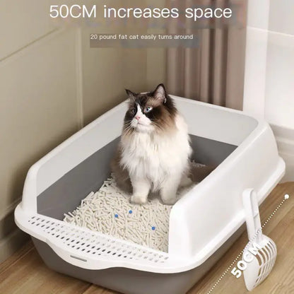 Large Semi-Enclosed Cat Litter Box with Removable Parts | Easy Clean