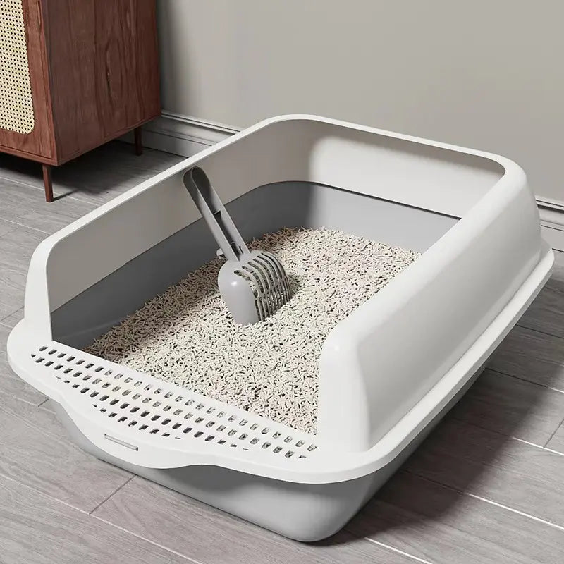 Large Semi-Enclosed Cat Litter Box with Removable Parts | Easy Clean