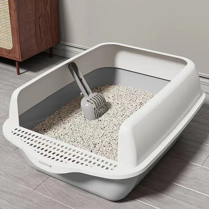 Large Semi-Enclosed Cat Litter Box with Removable Parts | Easy Clean