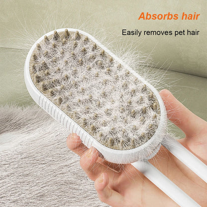 3 in 1 Electric Pet Steam Brush | Cleaning, Massage & Grooming Comb