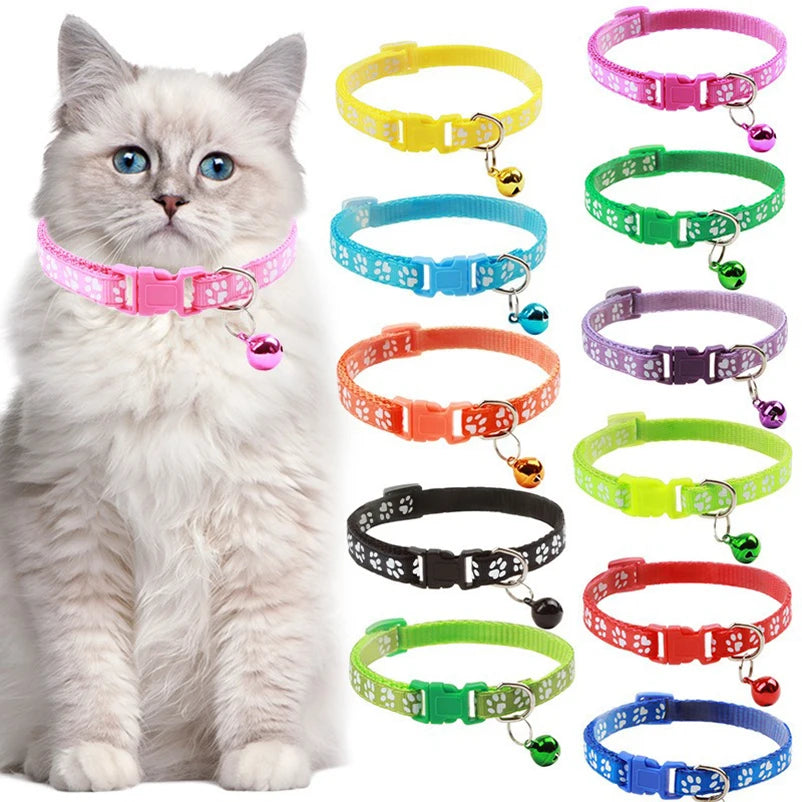 Color Printed Pet Bell Collar | Multi-Color Cat and Puppy Collar