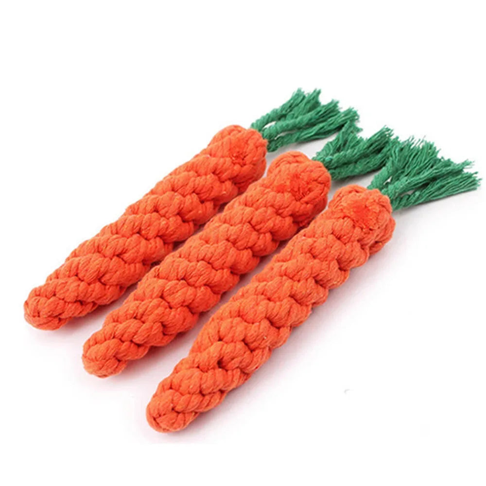 Carrot Dog Bite Rope Toy | Safe, Durable Cotton Chew Toy