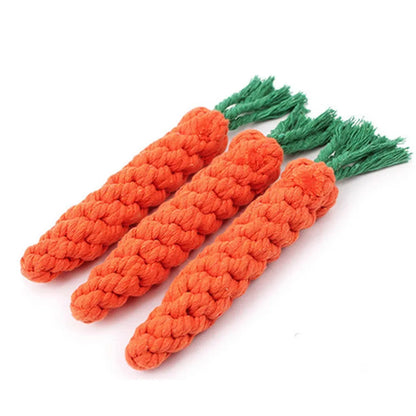 Carrot Dog Bite Rope Toy | Safe, Durable Cotton Chew Toy