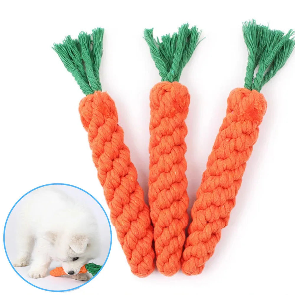 Carrot Dog Bite Rope Toy | Safe, Durable Cotton Chew Toy