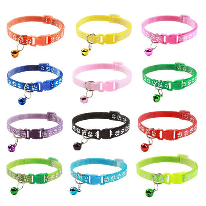 Color Printed Pet Bell Collar | Multi-Color Cat and Puppy Collar