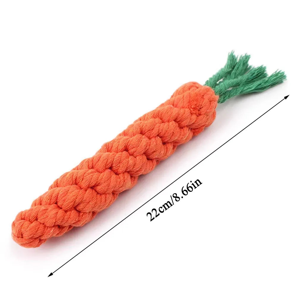Carrot Dog Bite Rope Toy | Safe, Durable Cotton Chew Toy