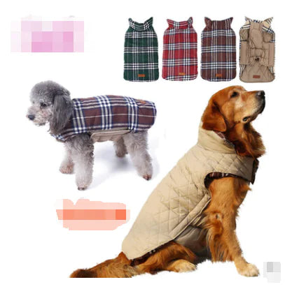 Waterproof Reversible Plaid Dog Jacket for Pets | Cozy Pet Coat