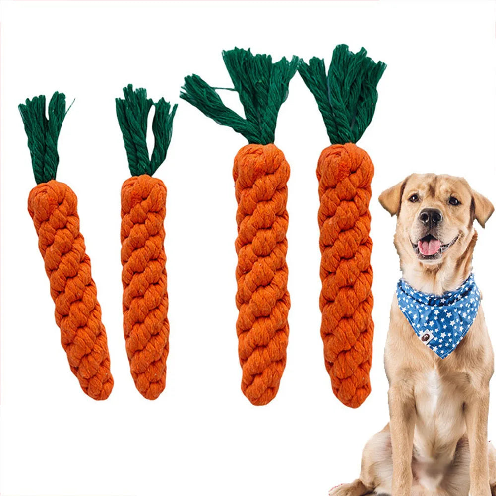Carrot Dog Bite Rope Toy | Safe, Durable Cotton Chew Toy