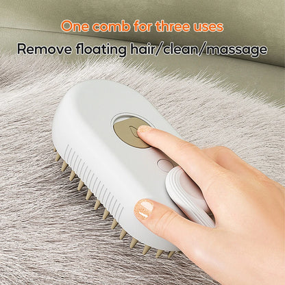 3 in 1 Electric Pet Steam Brush | Cleaning, Massage & Grooming Comb