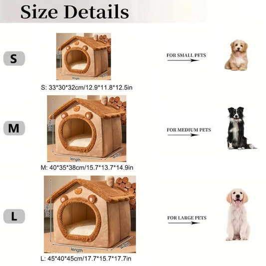 Four Season Enclosed Pet Bed | Teddy Bear Style