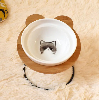 Spine Protection Bowl Holder for Cat Food and Water | Elevated Pet Feeder