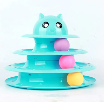 Cat Toy with Three-Tier Tower and Spinning Ball | Interactive Play