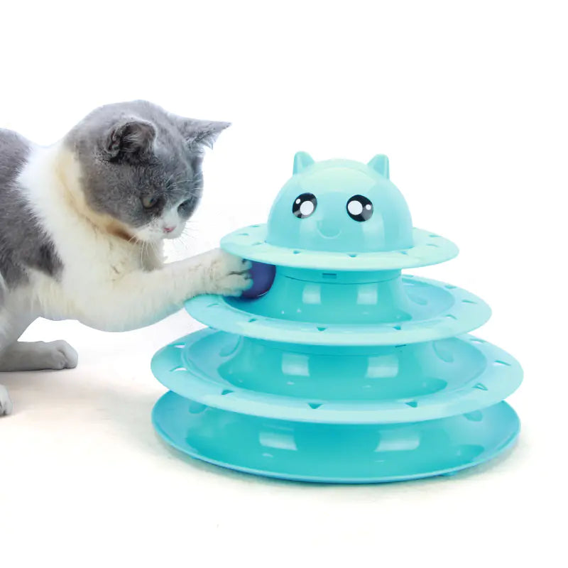 Cat Toy with Three-Tier Tower and Spinning Ball | Interactive Play