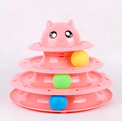 Cat Toy with Three-Tier Tower and Spinning Ball | Interactive Play