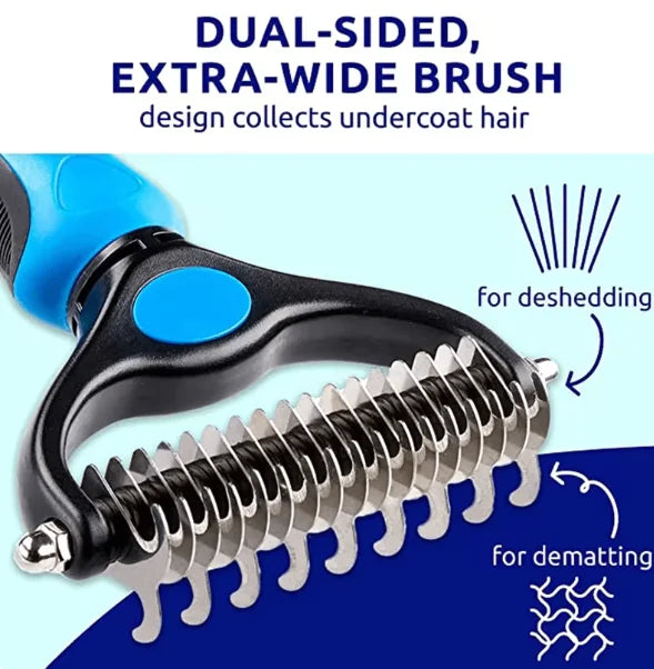 Professional Double-Sided Pet Grooming Brush | Detangling Comb