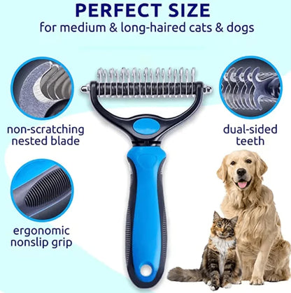 Professional Double-Sided Pet Grooming Brush | Detangling Comb