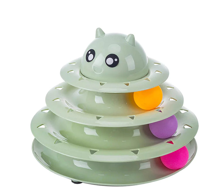 Cat Toy with Three-Tier Tower and Spinning Ball | Interactive Play