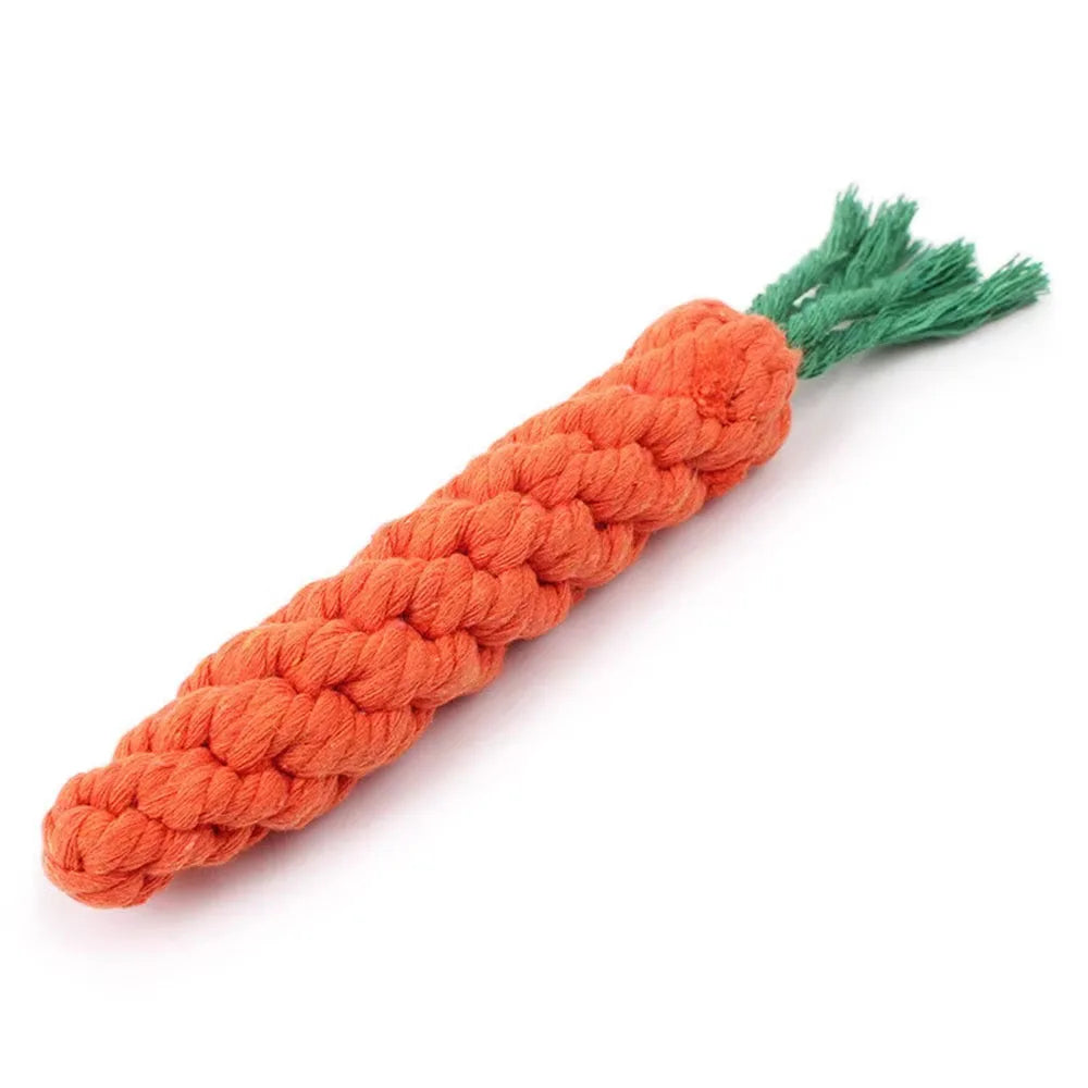 Carrot Dog Bite Rope Toy | Safe, Durable Cotton Chew Toy