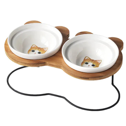 Spine Protection Bowl Holder for Cat Food and Water | Elevated Pet Feeder