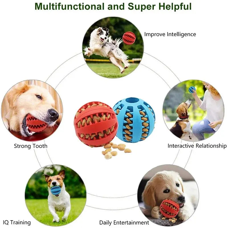 Nontoxic Bite Resistant Dog Toy Ball | Treat Feeder and Tooth Cleaning Ball