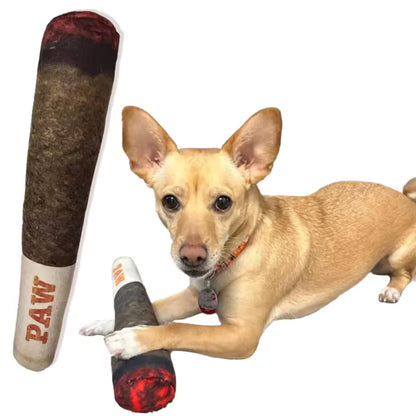 Cigar Design Plush Squeaky Dog Toy | Funny Interactive Chew Toy