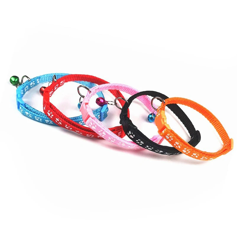Color Printed Pet Bell Collar | Multi-Color Cat and Puppy Collar