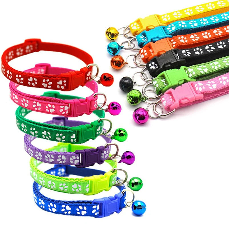 Color Printed Pet Bell Collar | Multi-Color Cat and Puppy Collar