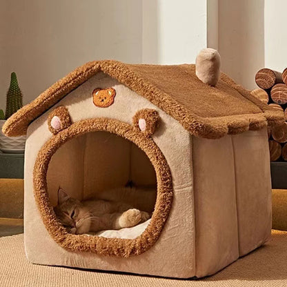 Four Season Enclosed Pet Bed | Teddy Bear Style