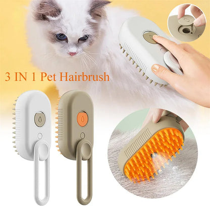 3 in 1 Electric Pet Steam Brush | Cleaning, Massage & Grooming Comb