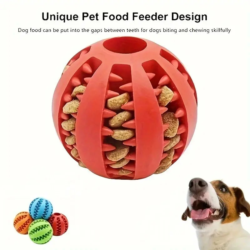 Nontoxic Bite Resistant Dog Toy Ball | Treat Feeder and Tooth Cleaning Ball