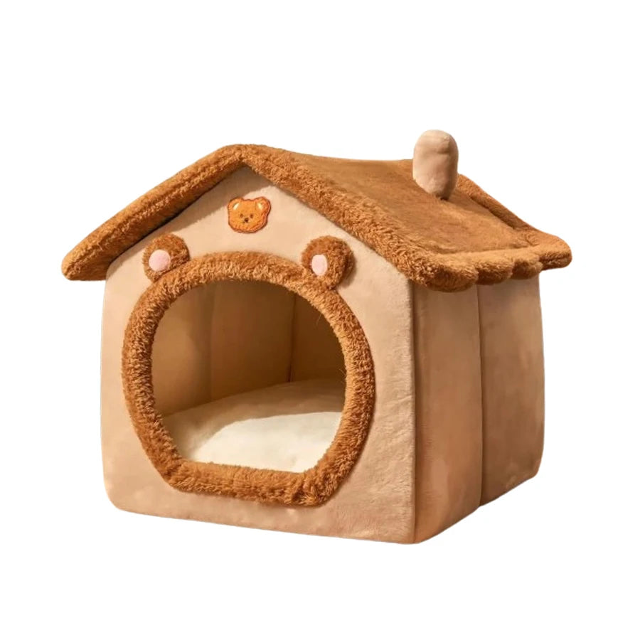 Four Season Enclosed Pet Bed | Teddy Bear Style