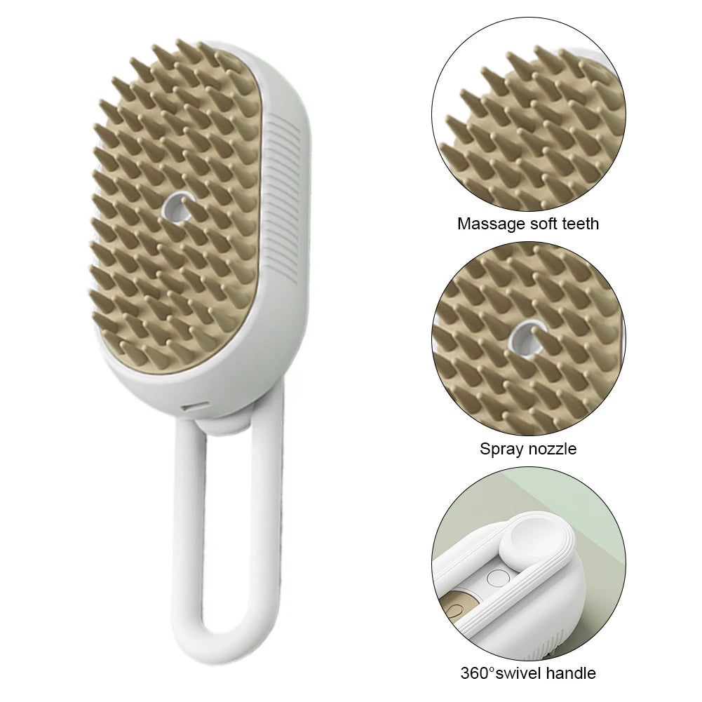 3 in 1 Electric Pet Steam Brush | Cleaning, Massage & Grooming Comb