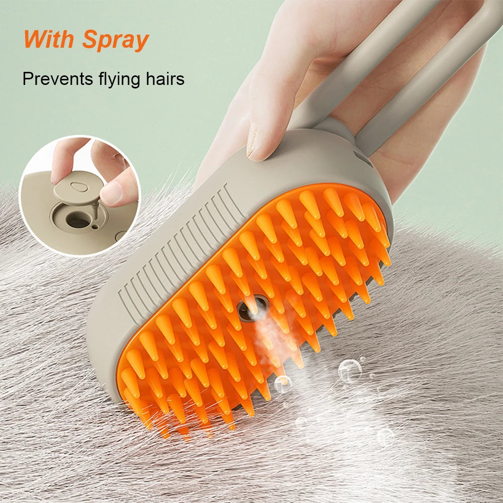 3 in 1 Electric Pet Steam Brush | Cleaning, Massage & Grooming Comb