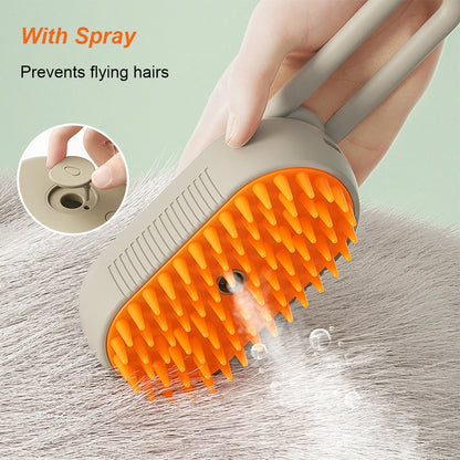 3 in 1 Electric Pet Steam Brush | Cleaning, Massage & Grooming Comb