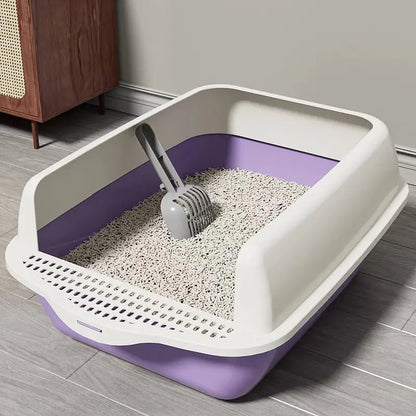 Large Semi-Enclosed Cat Litter Box with Removable Parts | Easy Clean