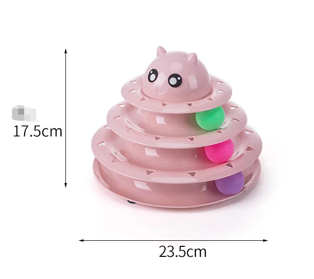 Cat Toy with Three-Tier Tower and Spinning Ball | Interactive Play