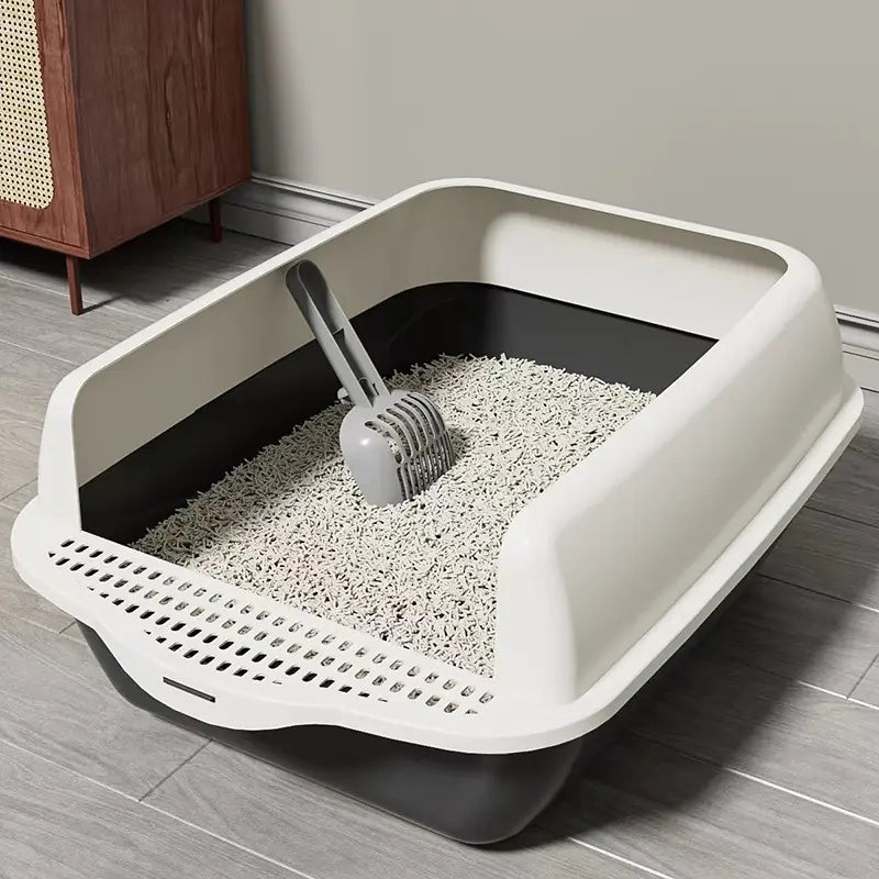 Large Semi-Enclosed Cat Litter Box with Removable Parts | Easy Clean
