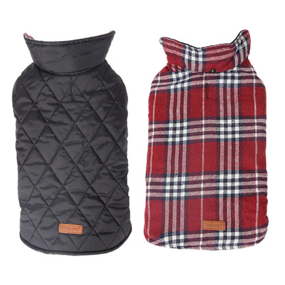 Waterproof Reversible Plaid Dog Jacket for Pets | Cozy Pet Coat