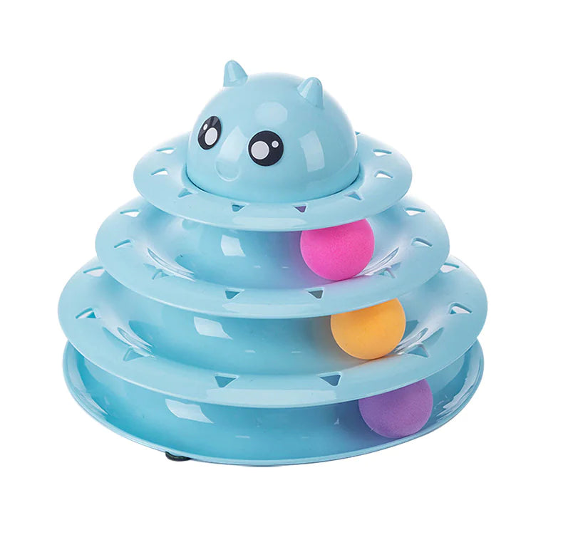 Cat Toy with Three-Tier Tower and Spinning Ball | Interactive Play