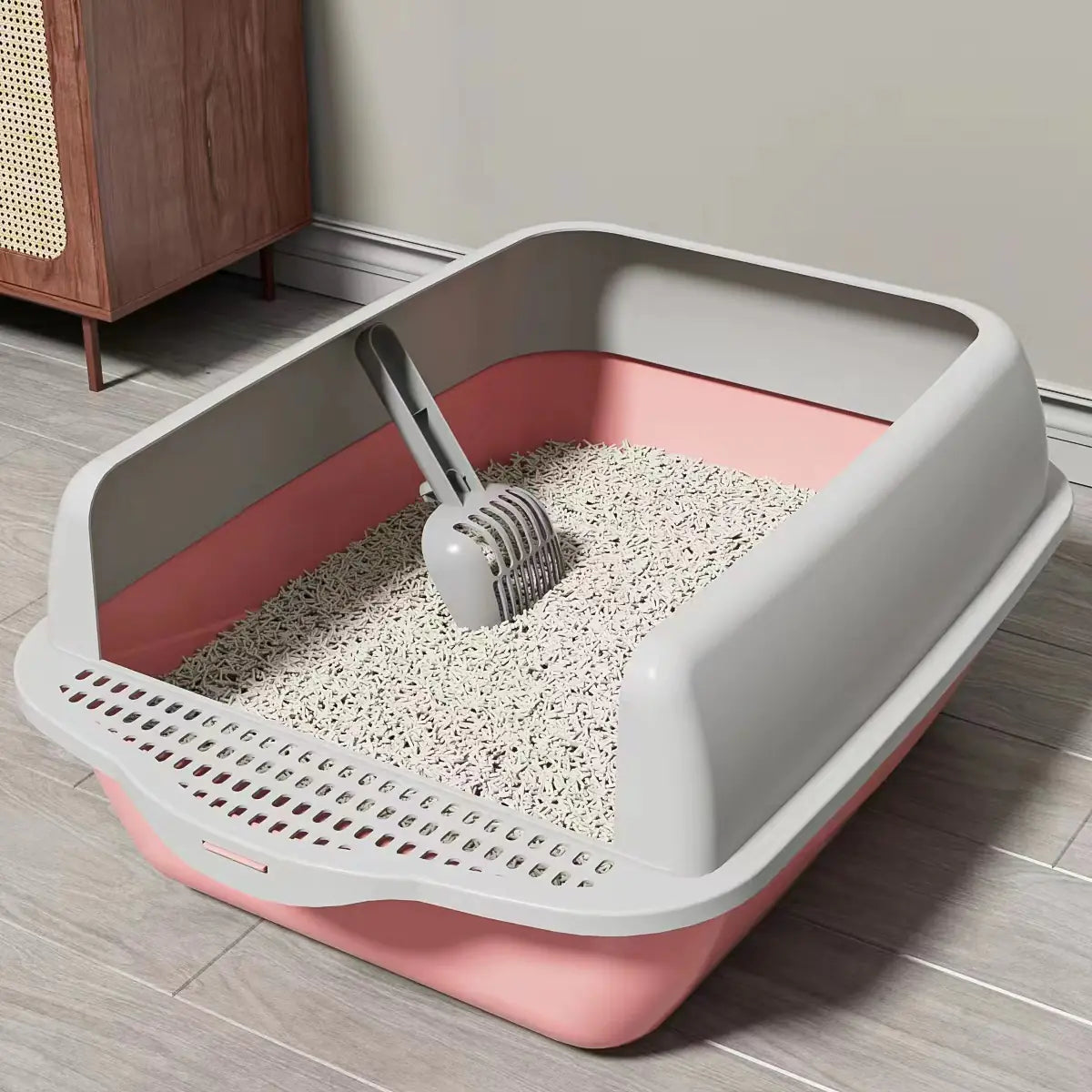 Large Semi-Enclosed Cat Litter Box with Removable Parts | Easy Clean