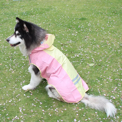 Big Dog Raincoat with Reflective Strips for Pets | Waterproof Jacket