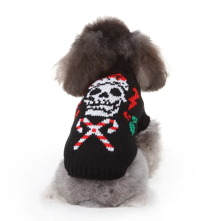 Winter Dog Skull Sweater for Wear | Warm Pet Clothing