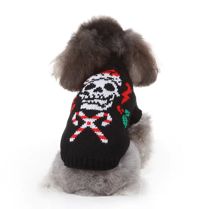 Winter Dog Skull Sweater for Wear | Warm Pet Clothing