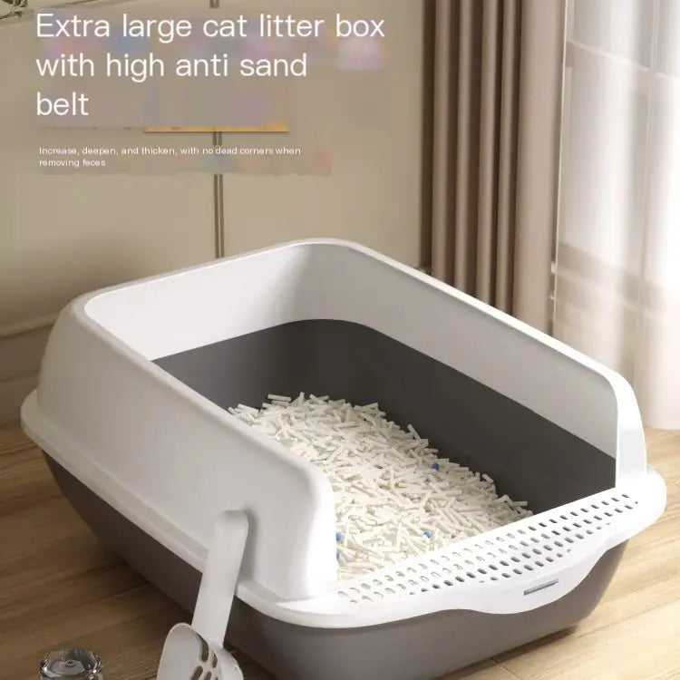 Large Semi-Enclosed Cat Litter Box with Removable Parts | Easy Clean